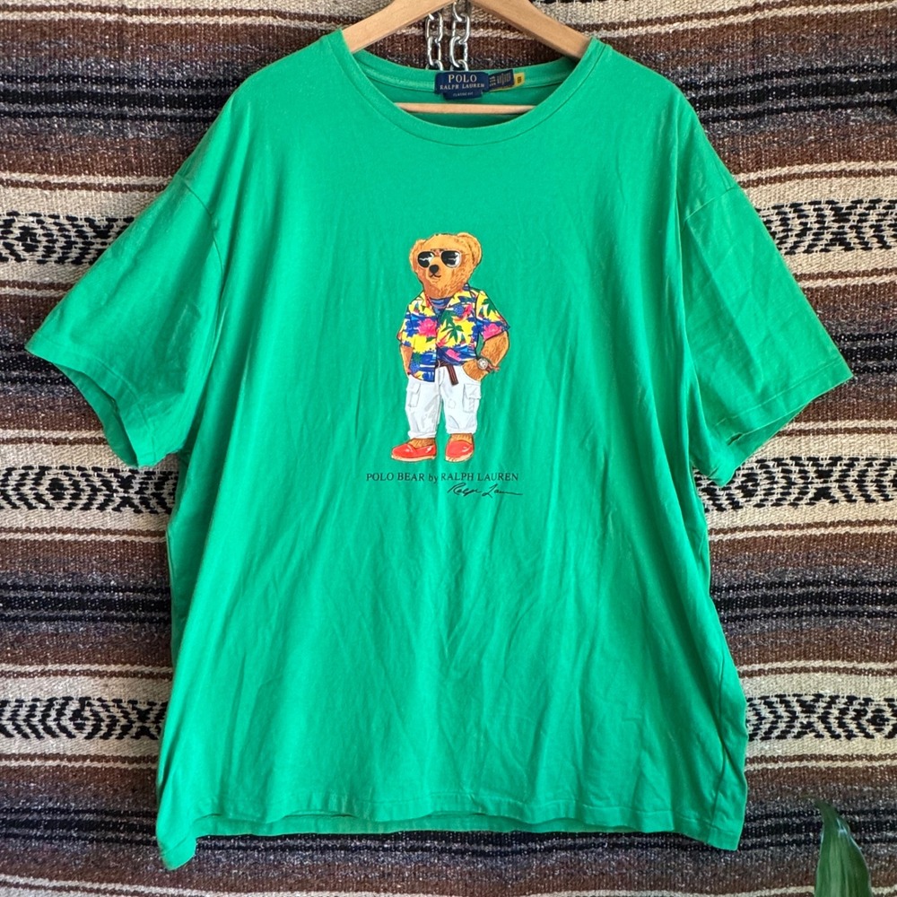 Polo Ralph Lauren Polo Bear Graphic T-Shirt Mens XXL Green Tropical Classic Fit